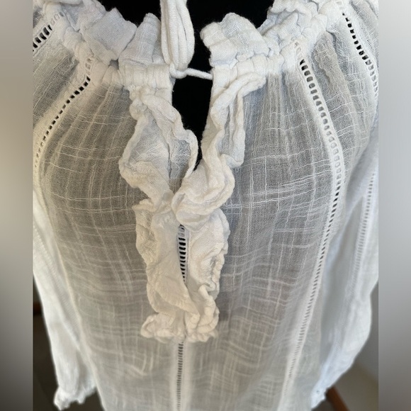 Sundance Linen Blend Ruffle Neck Blouse in size XS - Picture 3 of 9